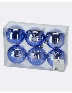 Modré vánoční koule se sněhovými vločkami