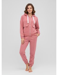 Dámska rebrovaná tepláková súprava ružová