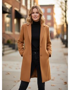 Klasický dámsky kabát svetlohnedý