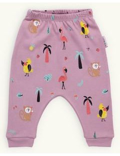 Dětské tepláky s exotickým potiskem světle fialové