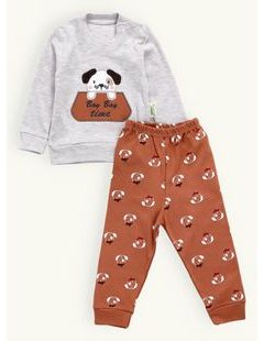 Dětská tepláková souprava PSÍK hnědo-šedá