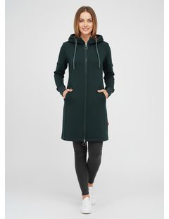 Dámska predĺžená mikina s kapucňou smaragdovozelená