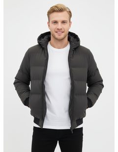 Pánska zimná bunda s kapucňou tmavozelená