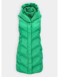 Dámská prošívaná vesta s kapucí zelená