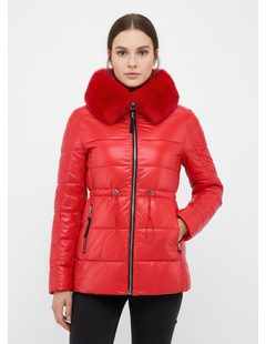 Dámska lesklá zimná bunda červená