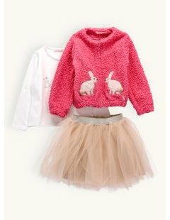 Dětský sukňový set ZAJÍČKY růžová