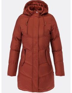 Dámska zimná bunda s kožušinovou podšívkou červenohnedá