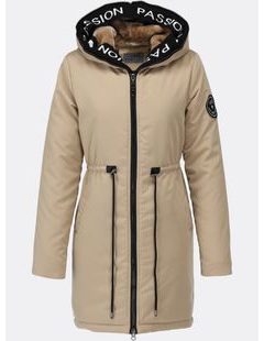 Dámská zimní bunda s kapucí béžová