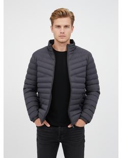 Pánska prešívaná bunda grafitová