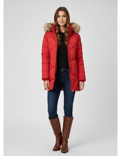 Dámská prošívaná zimní bunda s kapucí vínová