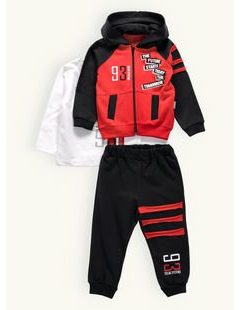 Detská športová tepláková súprava červeno-čierna