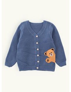 Dětský svetr s medvídkem modrý