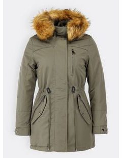 Dámská zimní bunda s kapucí khaki