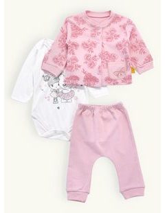 Dojčenská súprava s potlačou ružová