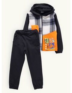 Detská športová tepláková súprava MOTORKÁR čierno-oranžová