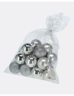 Lesklé stříbrné vánoční koule v sáčku