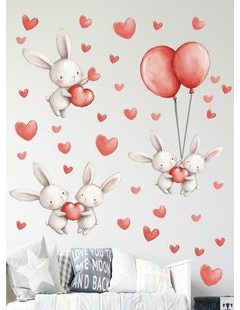 Zajačiky s balónikmi a srdiečkami