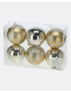 Zlaté vianočné gule s vločkami