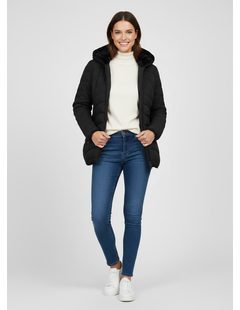 Dámska zimná bunda s plyšovou podšívkou čierna