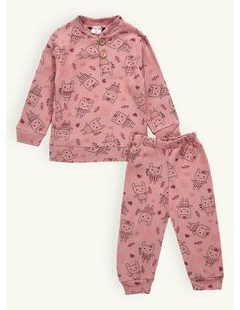 Dětské žebrované pyžamo ZAJEČKY starorůžové