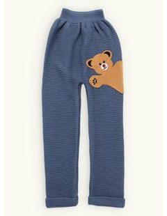 Dětské pletené tepláky MEDVÍDEK pastelově modré