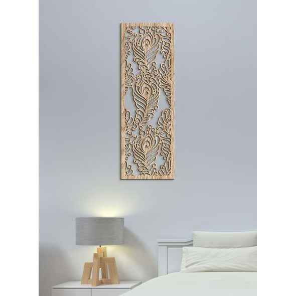 Luxusní dřevěná mandala Páví peří