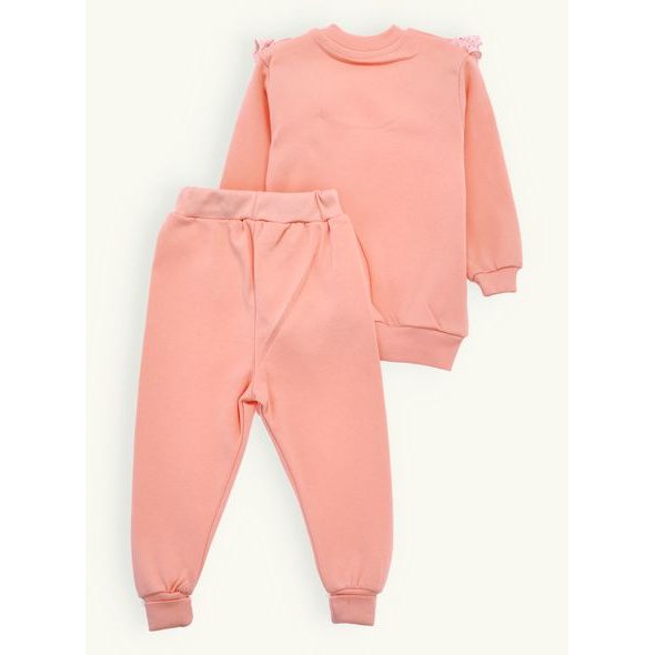 Detské pyžamo s čipkou broskyňové