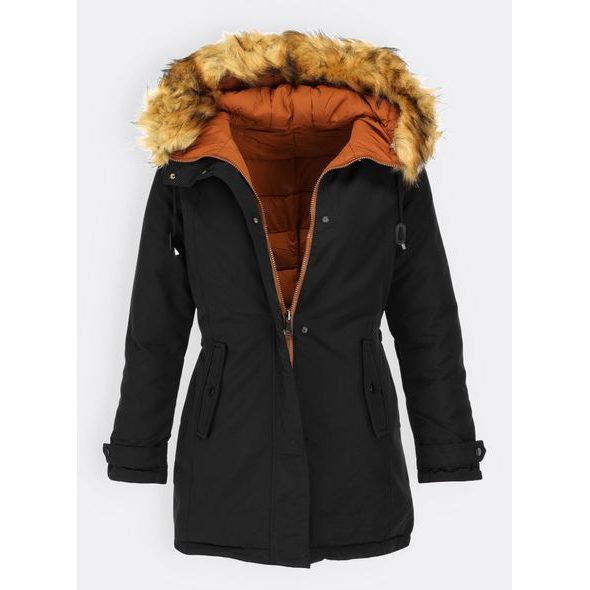 Dámska obojstranná zimná bunda čierno-hnedá