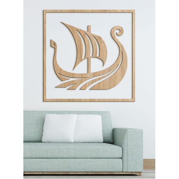 Dřevěný obraz Vikingská loď