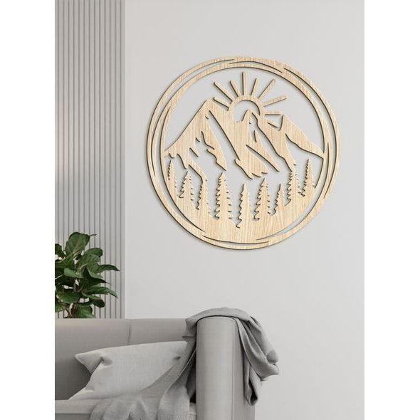 Dřevěný obraz Vycházející slunce nad horami