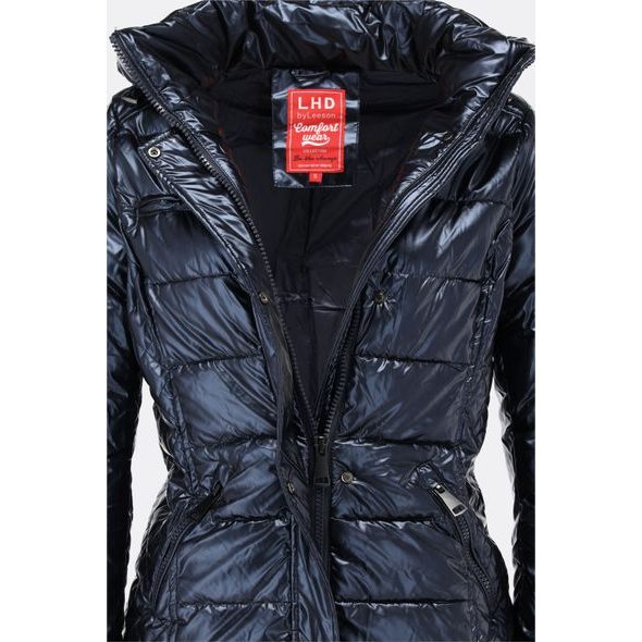 Dámská dlouhá prošívaná bunda tmavě modrá