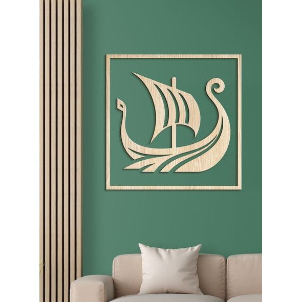 Dřevěný obraz Vikingská loď