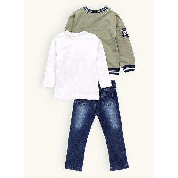 Dětská džínová souprava olivová
