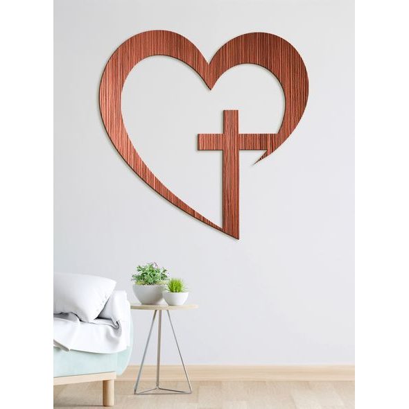 Drevený obraz na stenu Kríž v srdci