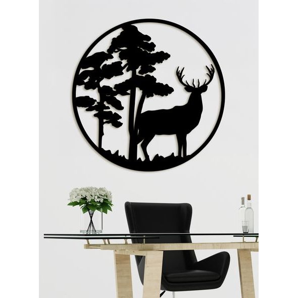 Dřevěný obraz Silueta jelena