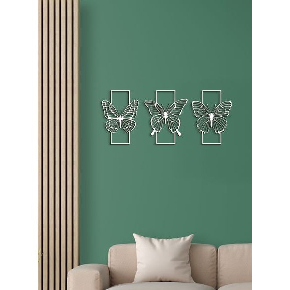 Trojdielna drevená dekorácia MOTÝLE