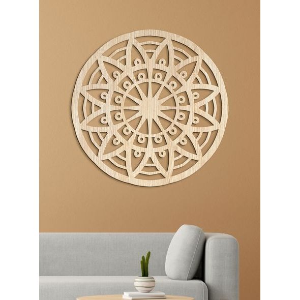 Dřevěná mandala na stěně FLOWER