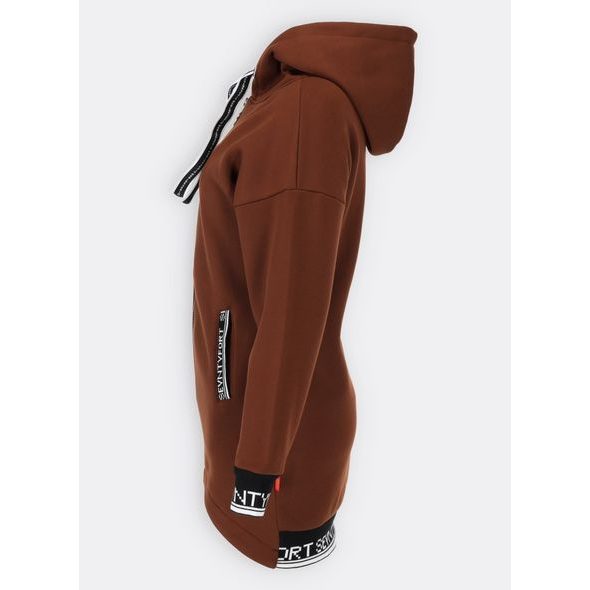 Dámska predĺžená mikina hnedá