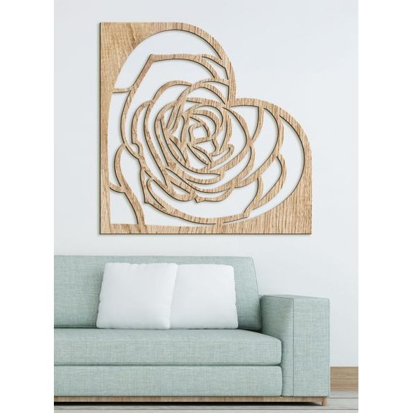 Dřevěná dekorace na zeď ROSE