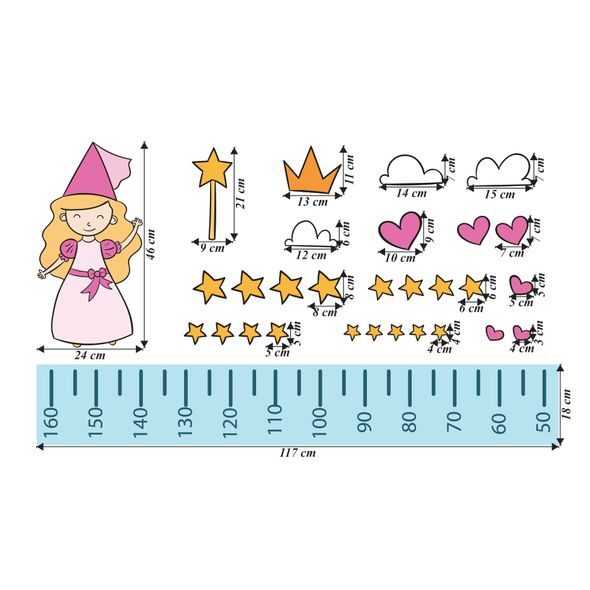 Růstový metr princezna