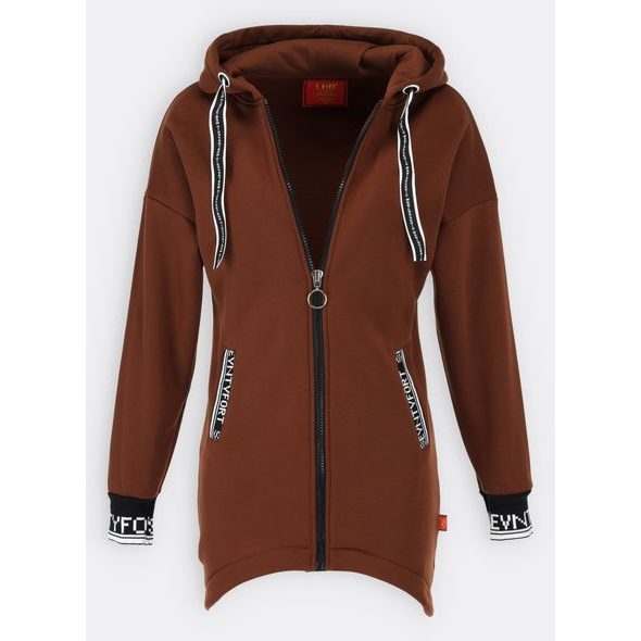 Dámska predĺžená mikina hnedá