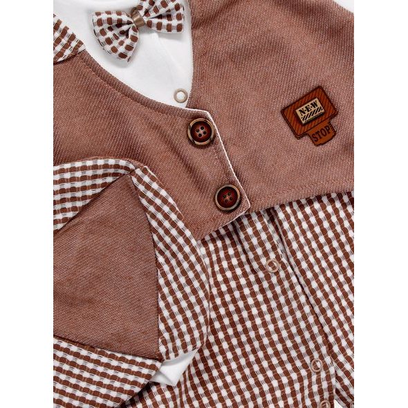 Novorodenecké body s čiapočkou svetlohnedé