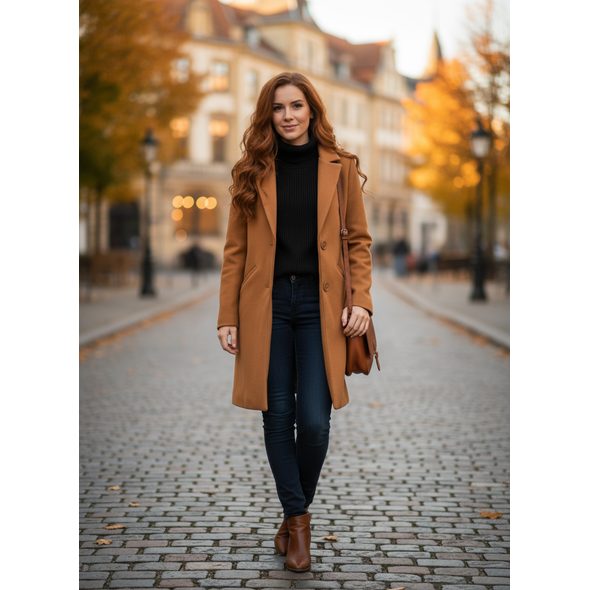 Dámsky kabát svetlohnedý