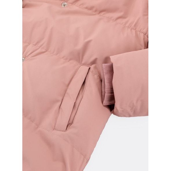 Dámská zimní bunda bez kapuce pudrová