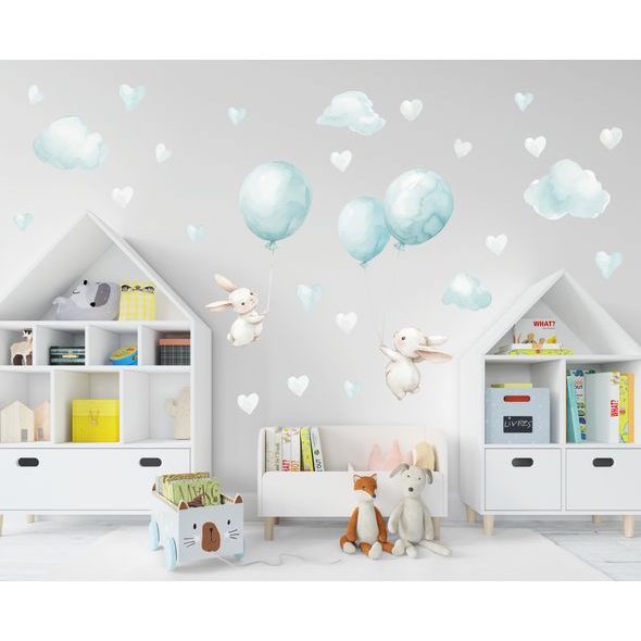 Lietajúce zajačiky s balónmi