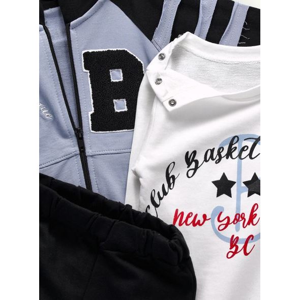 Detská športová tepláková súprava modro-čierna