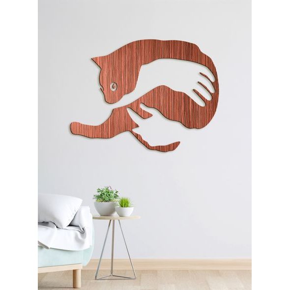Drevený obraz na stenu mačka v náručí