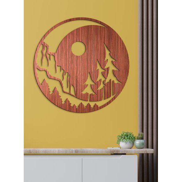 Dřevěná malba noční krajina