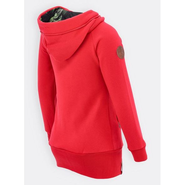 Červená mikina s kvetinovou kapucňou