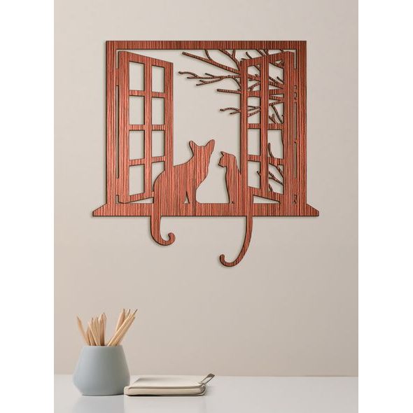 Dřevěná dekorace kočky